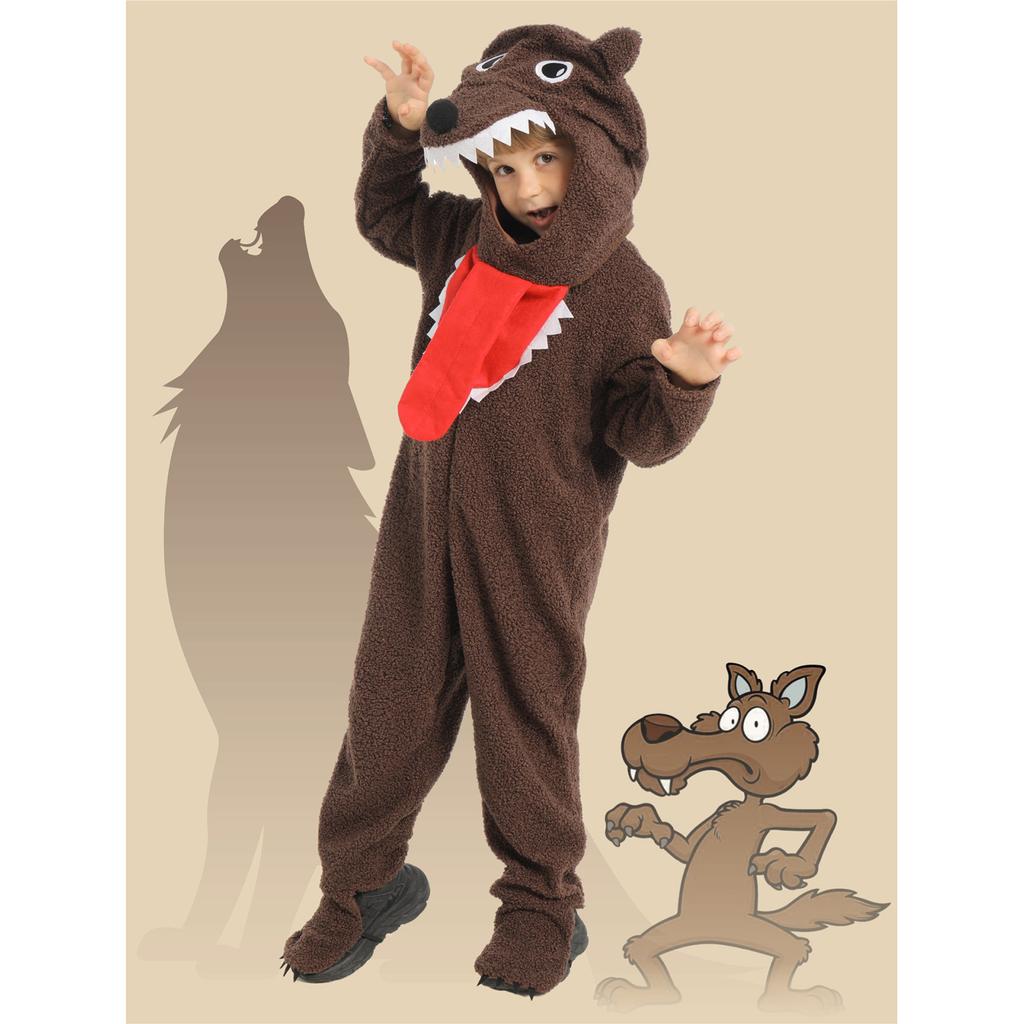 Kids Costume with Backpack and Flame Accents for Role Play and Stage Performances
