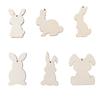 6/12Pcs Easter Wooden Bunny Pendants Blank Rabbit Wood Chips Kids Easter Party DIY Painting Crafts Gift Home Hanging Decoration