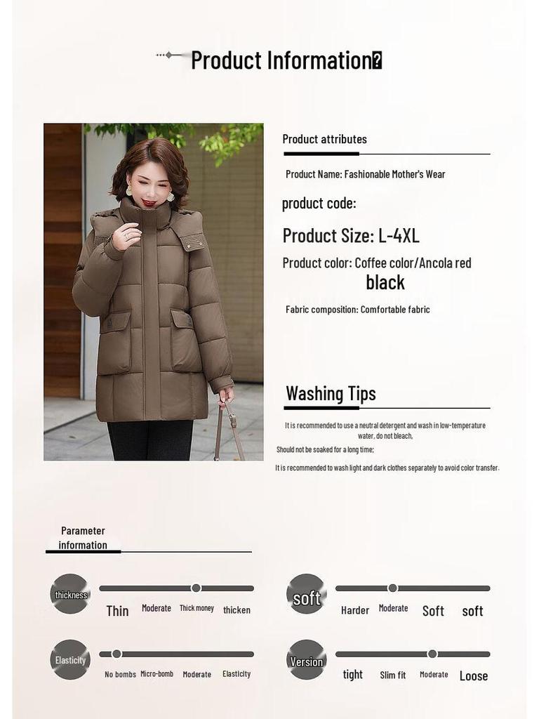 Women's Mid-Length Loose Hooded Padded Winter Jacket
