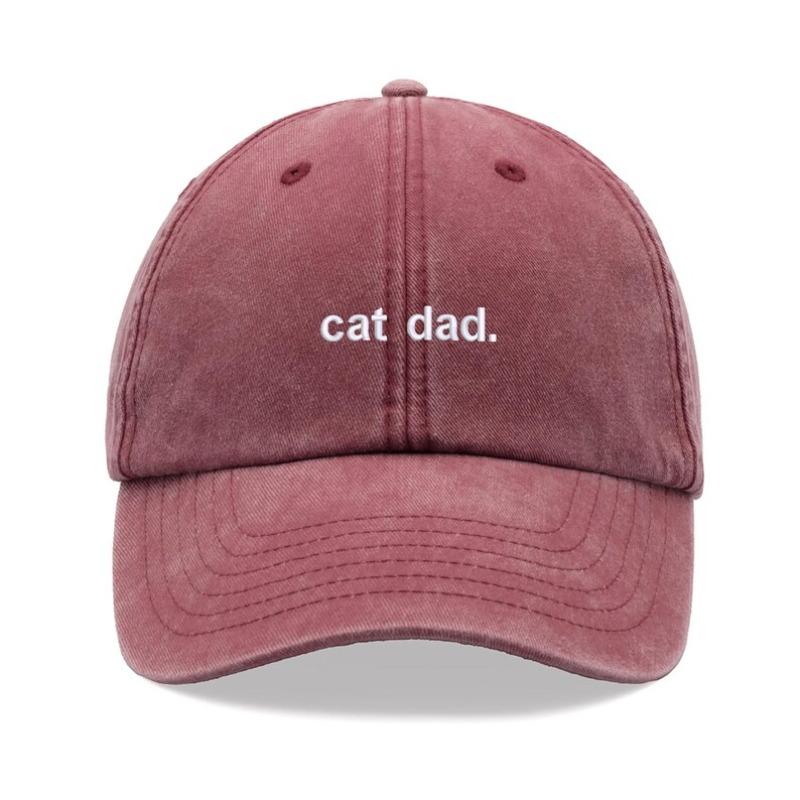 1pc "cat Dad" Retro Washed Baseball Cap Fashion Simple Leisuer Adjustable Unisex Driver Caps,suitable for Dailywear,tralve,beach