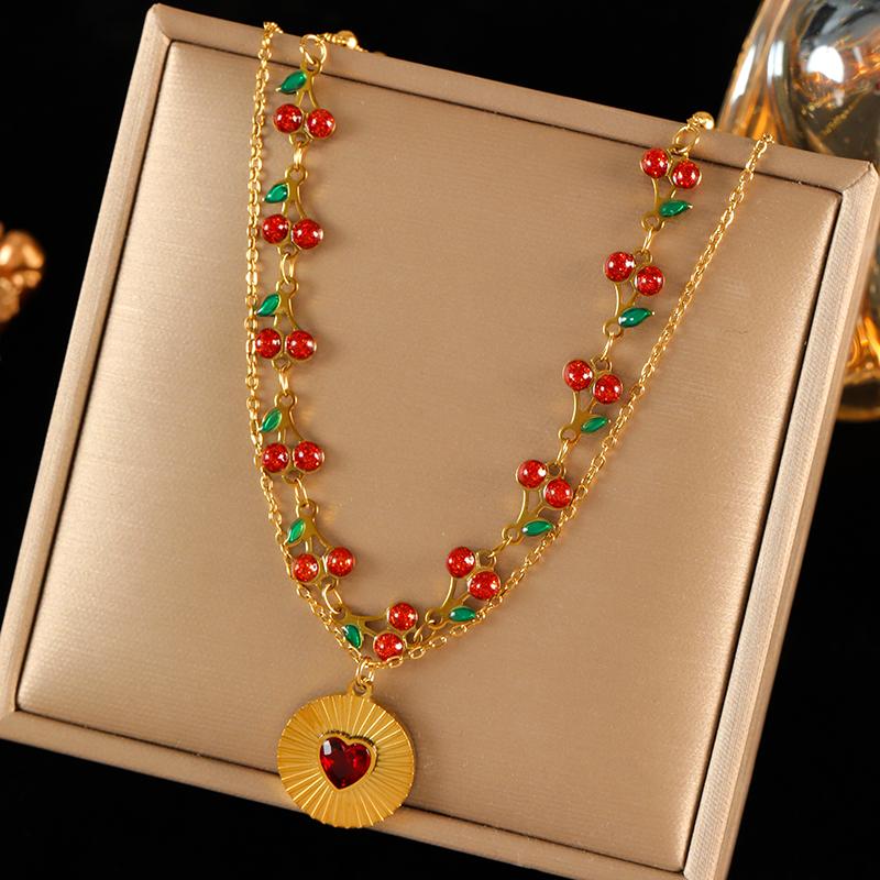 EILIECK 316L Stainless Steel Sun Heart Flower Pendant Necklace 18K Gold Plated Accessories Charm Handmade Jewelry For Women Girl