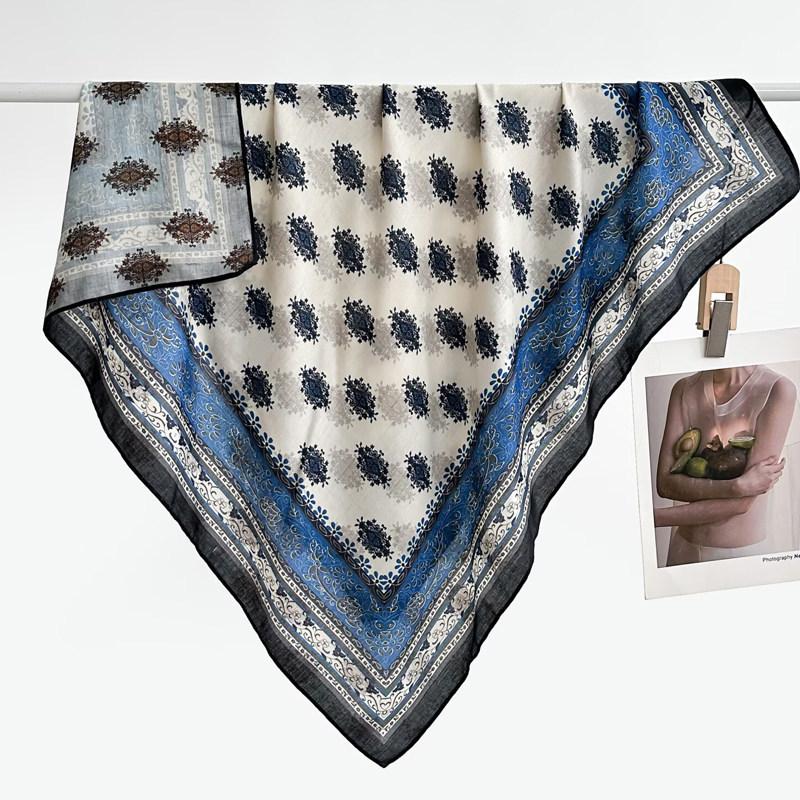 Polka dot double-sided heterochrome ethnic style retro 91 velvet large square scarf silk scarf women's spring and autumn warm shawl scarf scarf