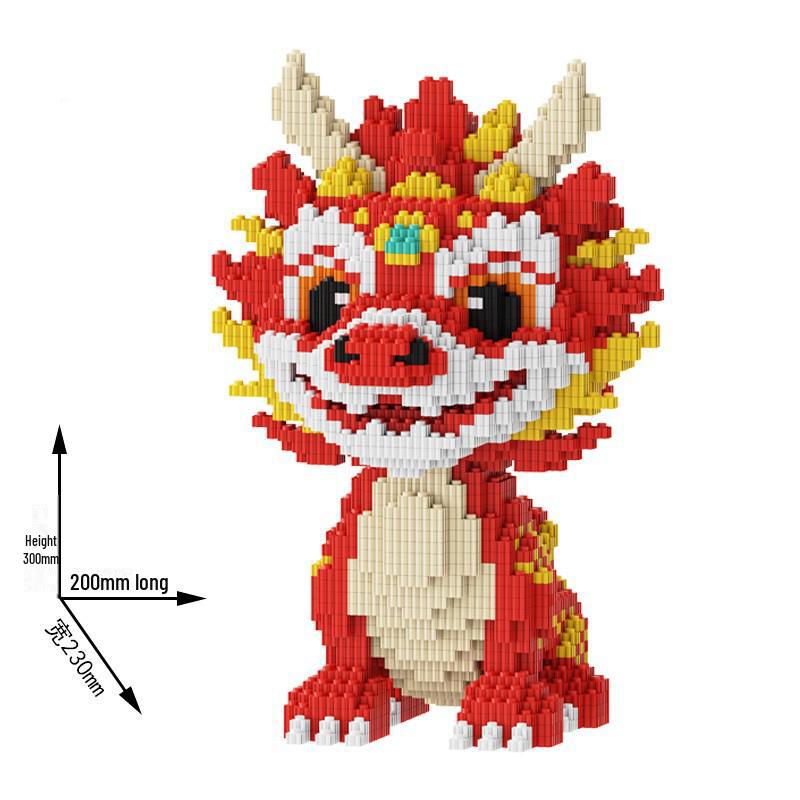 Year of the Dragon: Chinese-Styled Unicorn Dragon Building Blocks - Educational Puzzle Toy for Kids