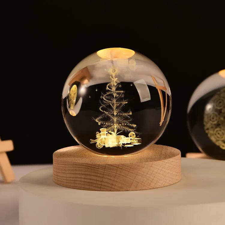 

3D Crystal Ball Crystal Planet Laser Engraved Solar System Globe Astronomy Gift Birthday Gift Glass Sphere Decoration Crystal 8CM colored light