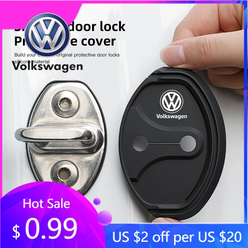 2026 Hot For Volkswagen VW 4Pcs Car Sticker Silicone Car Door Lock Cover Shock Absorber Accessories For VW GTI Polo Golf Arteon