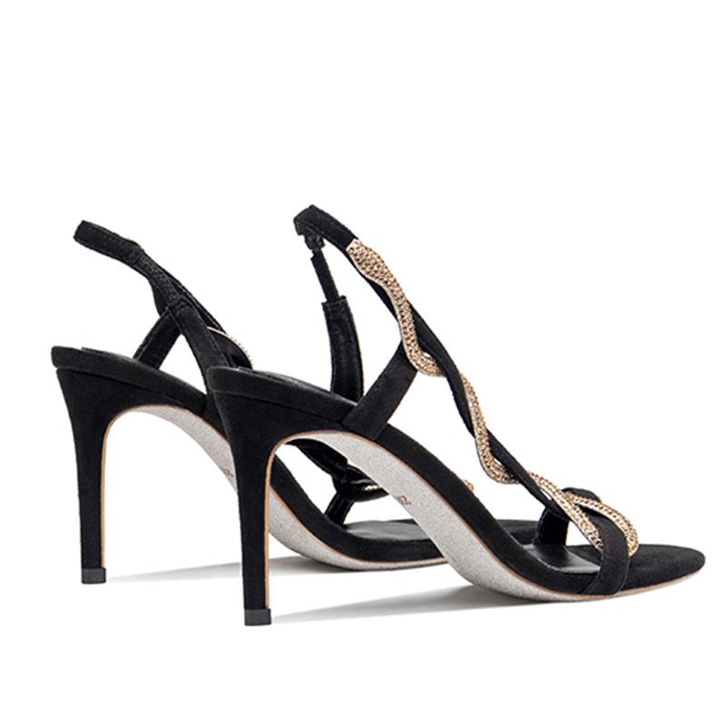 Fashion 2025 Summer New Line With High Heels Temperament Diamond-Shaped Open-Toed Sandals For Women Slim Heels