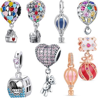 New Colorful Balloon House  Air Balloon Carousel Pendant Fit Original  Bracelet Charm Woman Fashion Jewelry Beads