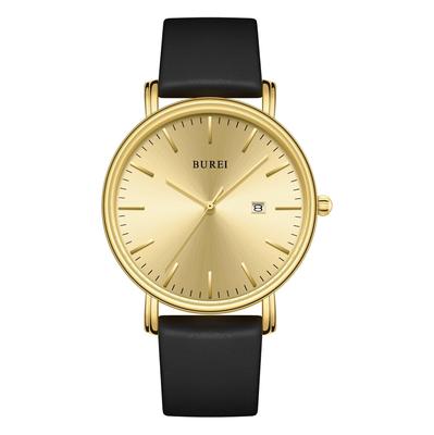 BUREI Men's Watch, Simple Analog, Waterproof, Quartz Movement, Date Display, Lightweight, Stylish, Business, Popular Brand, Black Silica Gel Strap
