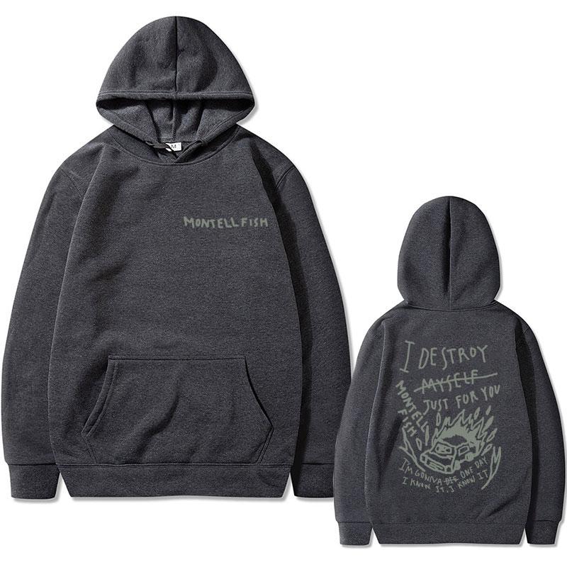 Montell Fish Printed Hoodie Men's Oversized Hoodie High-quality Casual Fashion Hoodie