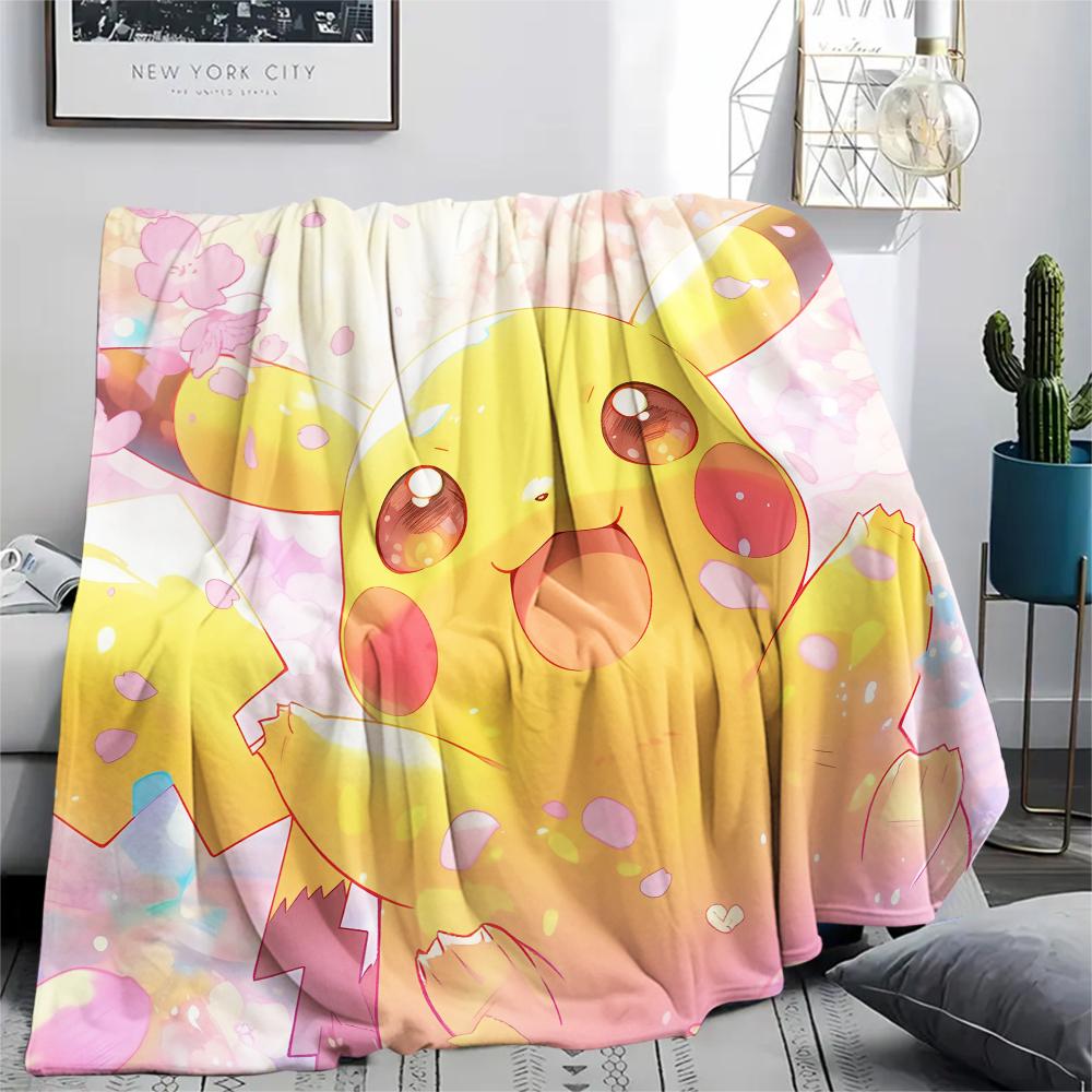 Pikachu Pokémon pattern Flannel Blanket, High quality Comfortable for All Seasons, Home Decor, Warmth and Comfort, Perfect for Gifts.