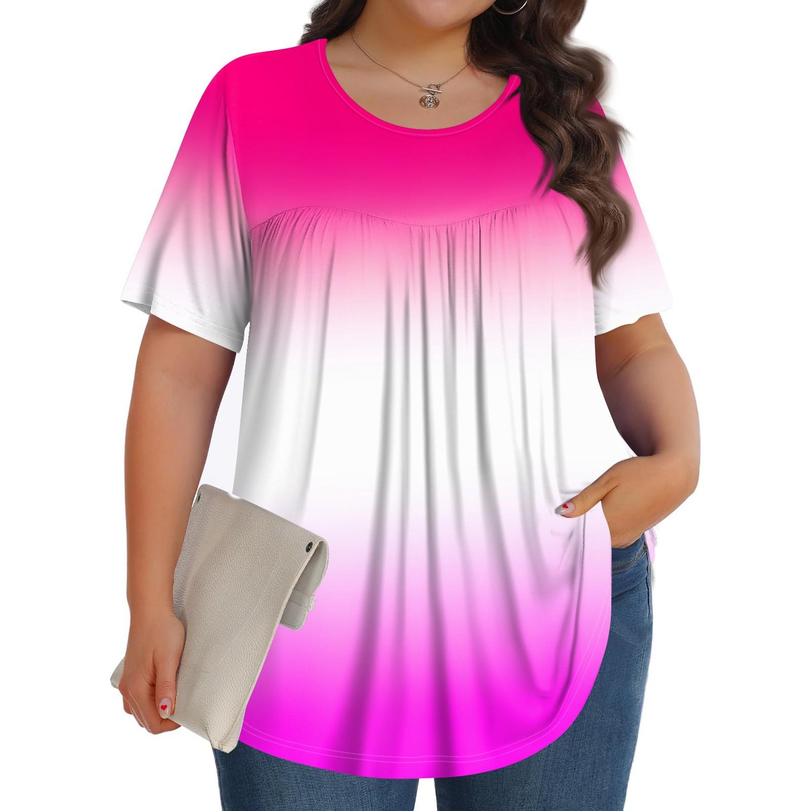 

Жіночий модний повсякденний топ із круглим вирізом і короткими рукавами, жіночі топи великих розмірів XXXXXL