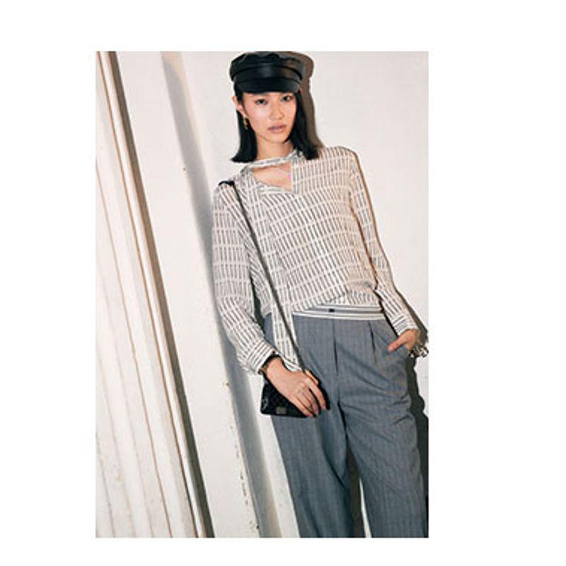 

Blacknini Инь Хуафу/Американский ретро полосатый принт шелковая рубашка из шелковой ленты из шелковицы Print XL