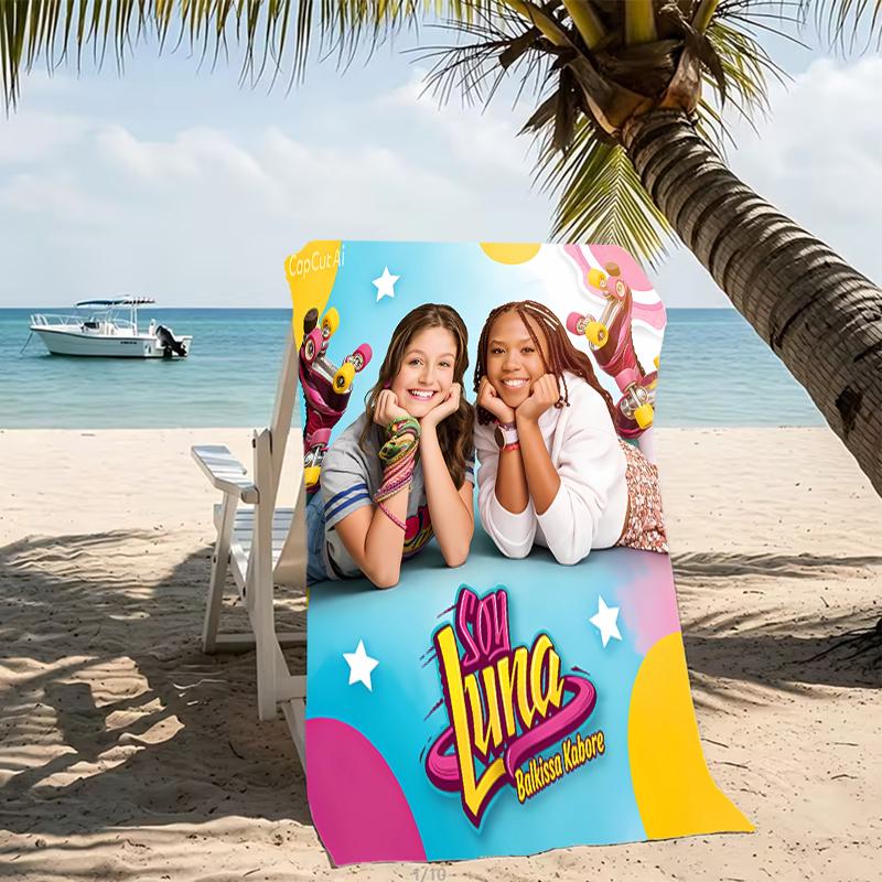 Beach Towel with Soy Luna Pattern - soft,absorbent,machine washable Lightweight&Modern,swimming,Travel Essentials