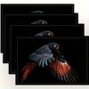 4pcs, Linen Placemat Black Parrot Flying Art Modern Bird Decor Kitchen Dining Table Mat Home Decor Gift Idea