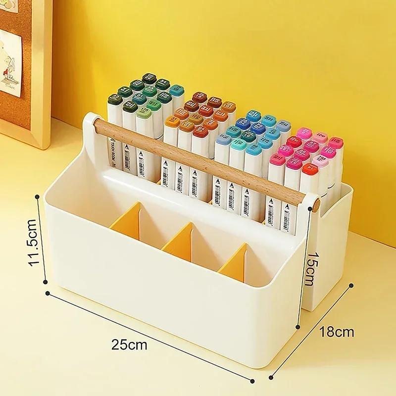 Portable Desktop Pen Holder School Office Large Capacity Stackable Cute Marker Pen Stationery Storage Box Creative Pencil Holder