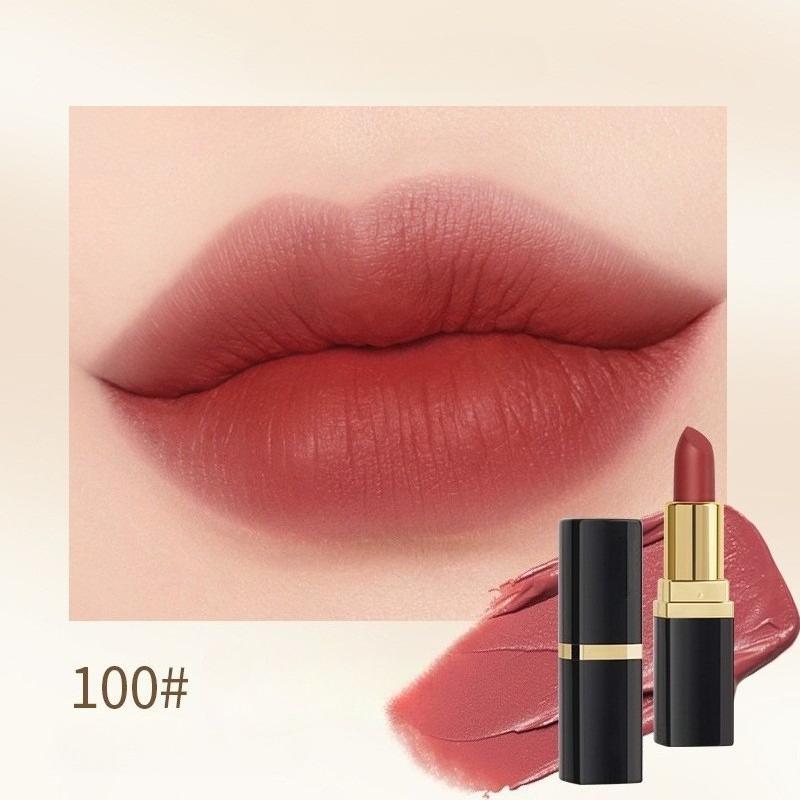 Matte Moisturizing Black Body Gold Tube Lipstick Moisturizing Schoolgirl Retro Milk Tea Color Lipstick
