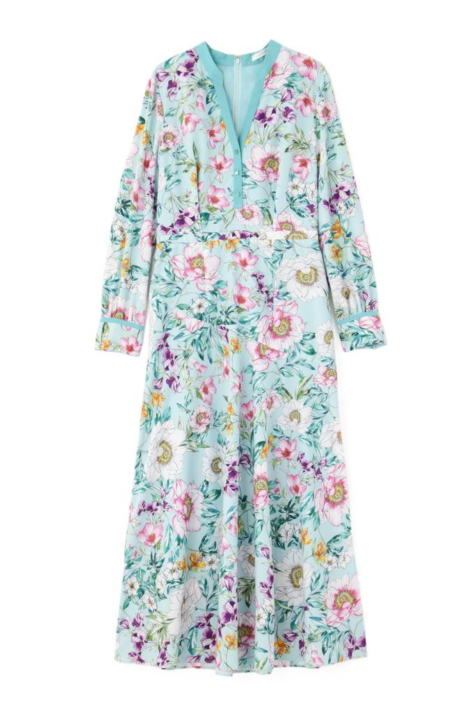 Pinky Diane Long Sleeve Mermaid Dress & (Floral Print) / Women's / 031-5140201 131_Mint