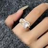 925 Sterling Silver Zircon Ring for Women Geometry Hollow Out Square Versatile Line Irregular Jewelry Gift Wholesale