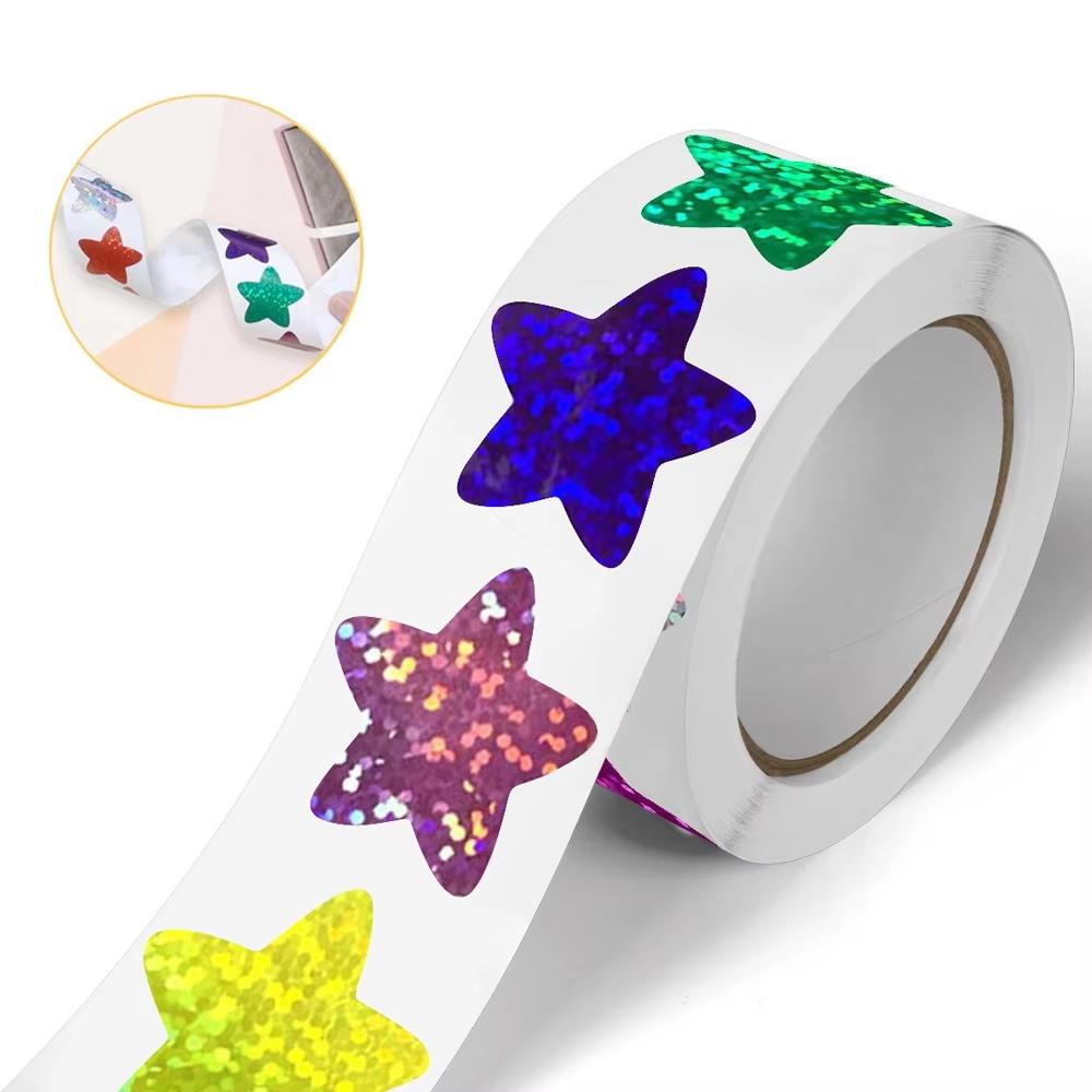 500/1000Pcs Colorful Star Adhesive Holographic Skzoo Zoo Farm Scrapbook Sticker Roll Labels For Kids Diy Gift Toys