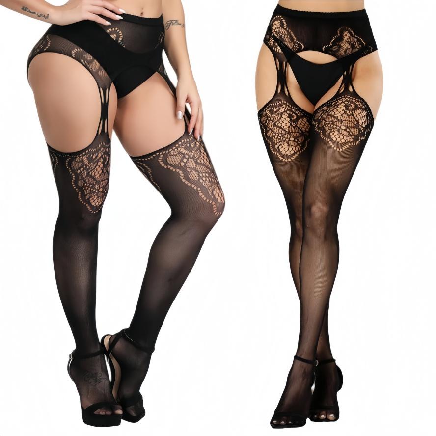 Freeauce 5Xxxl Plus Size Woman'S Stockings Fishnet Tights Sexy Large Mesh Hollow Out Pantyhose Garter Belt Night Club Party Wear