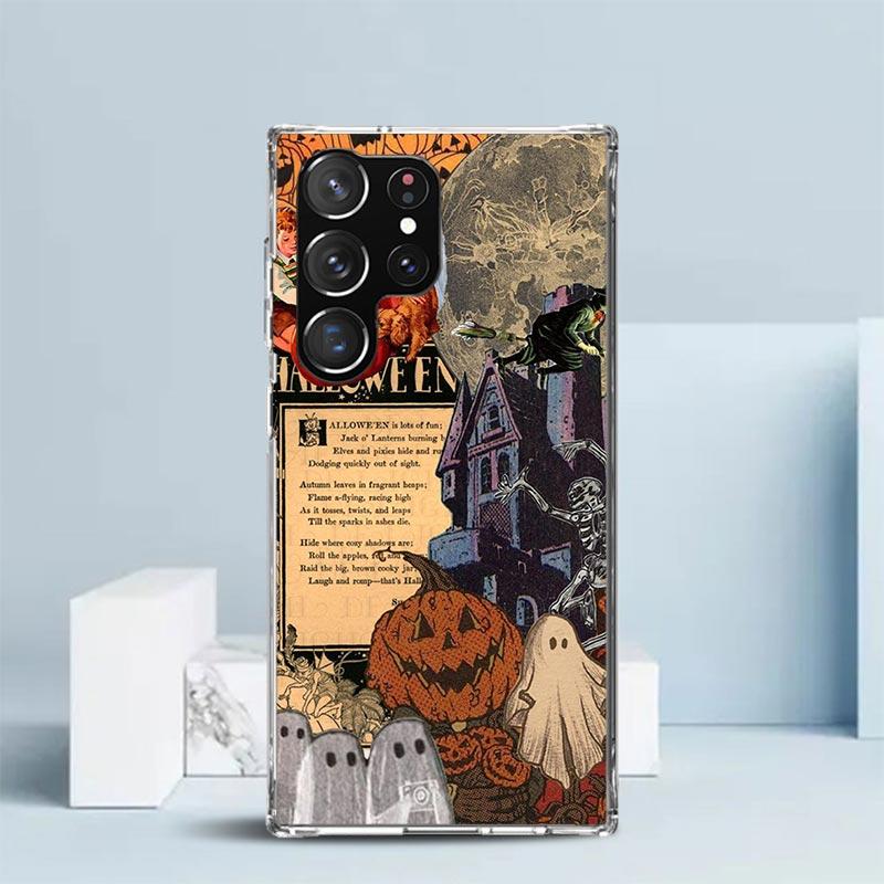 October Fall Halloween Spooky Pumpkin Phone Case For Samsung Galaxy S24 S25 Edge S26 Ultra S22 S23 Plus S21 + S20 FE Soft TPU Ba