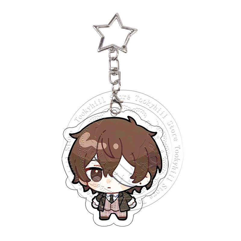 Bungo Stray Dogs Acrylic Keychain Dazai Osamu Edogawa Rampo Nakajima Atsushi Kawaii Exquisite Bag Decoration Keyring Pendant