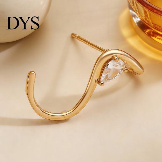 Statement Earrings for Women S-Shape Cubic Zirconia Stud Jewelry Lightweight Daily Wear Gift Her on Valentine's Day Birthday Party Stable Fit