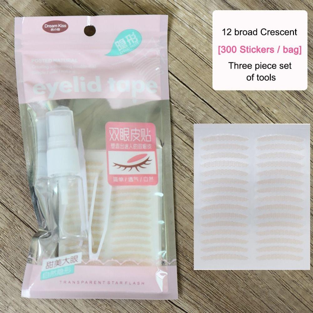 200 Pairs Fold Eyelid Lace Mesh Eyelid Sticker Water Spray Self-adhesive Fiber  Makeup Tools