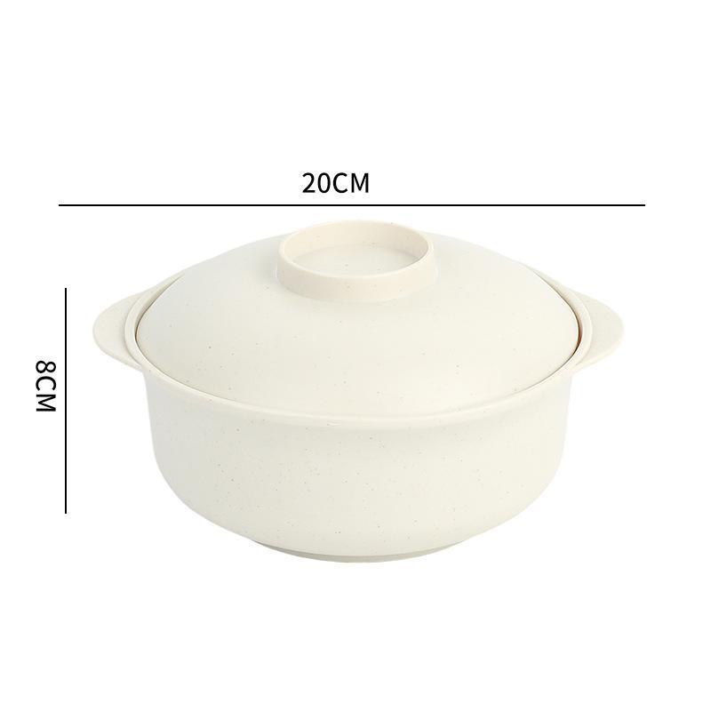 

Кастрюля для супа большой вместимости с защитой от ожогов, с крышкой и миска для лапши быстрого приготовления с ручками bowl бежевый