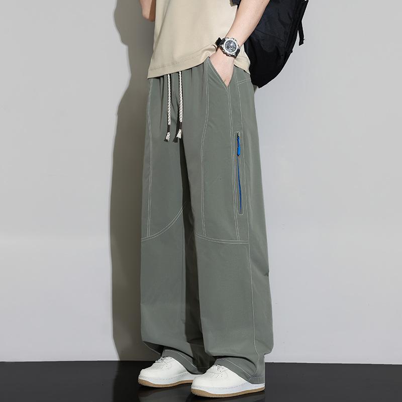 plus Size Men's Spring Autumn Casual Pants Straight Leg Wide Leg Trousers Elastic Waisand Pants