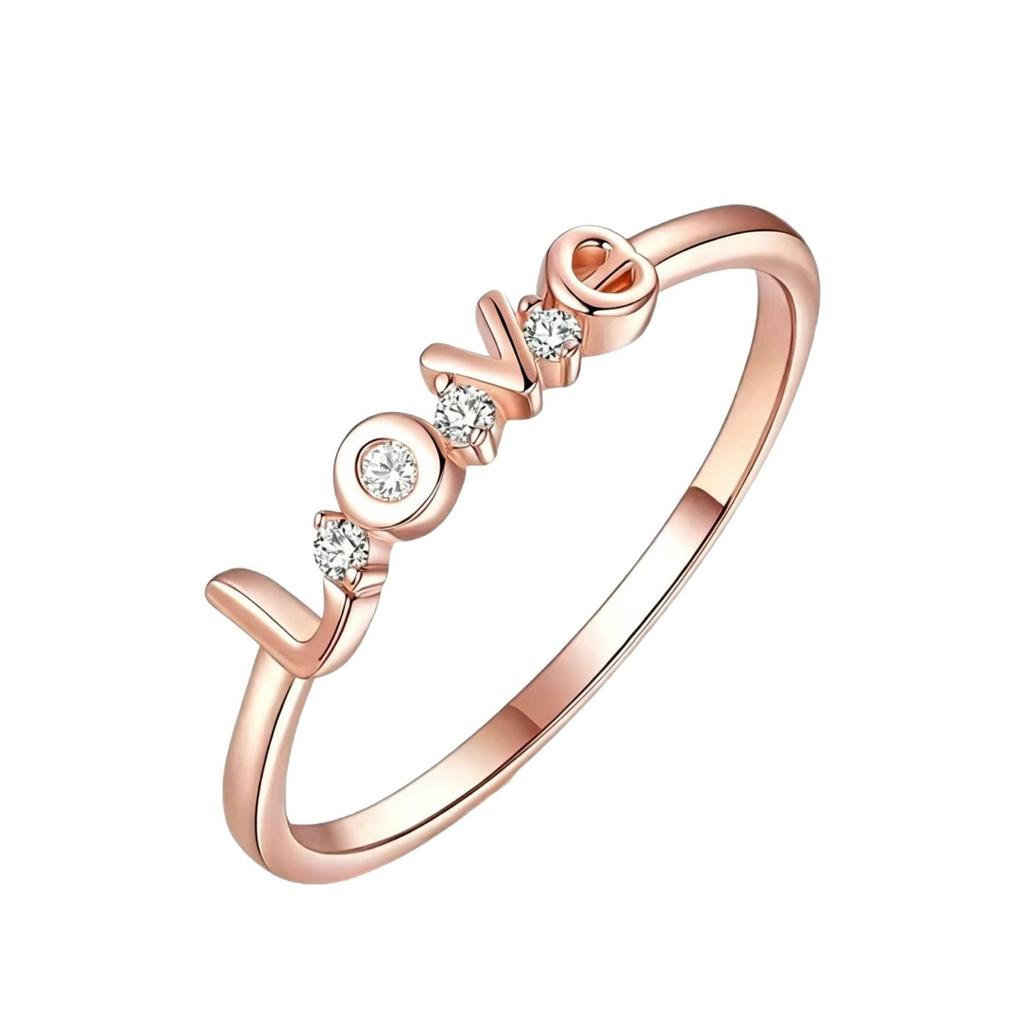 Yan Bai Elegant European-American Style Cubic Zirconia Love Ring - Versatile Women's Fashion Jewelry