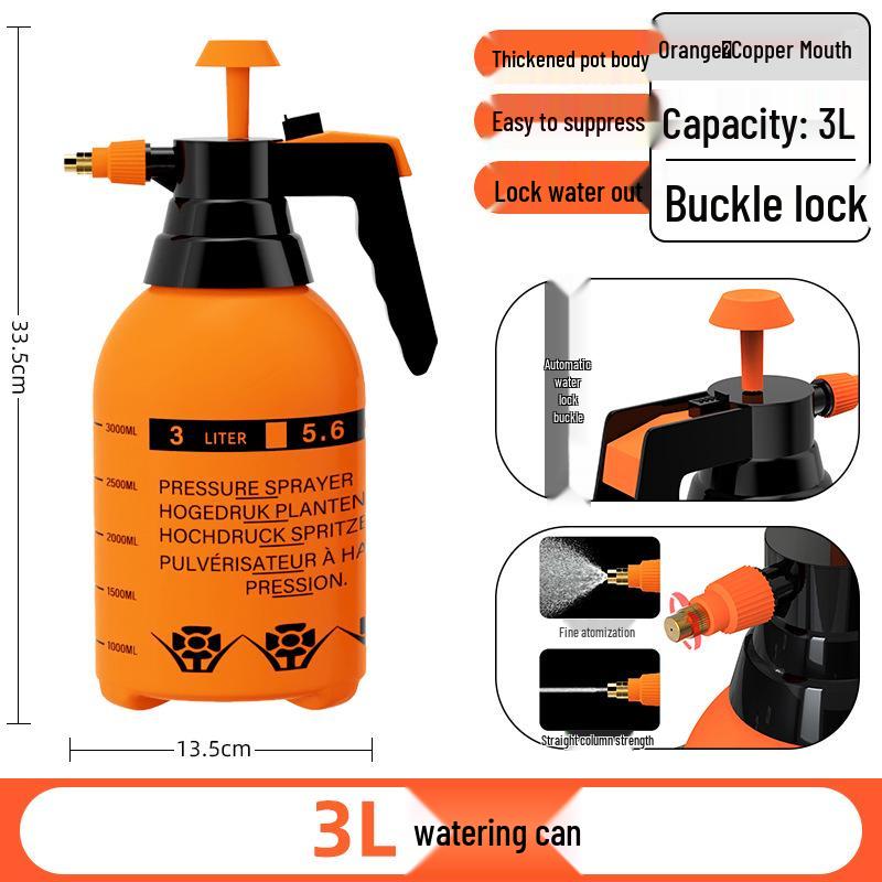 3L High-Capacity Watering Can with Manual Pump Sprayer for Home Use