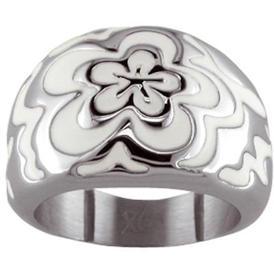 Silvery White 'Calypso' Steel Ring