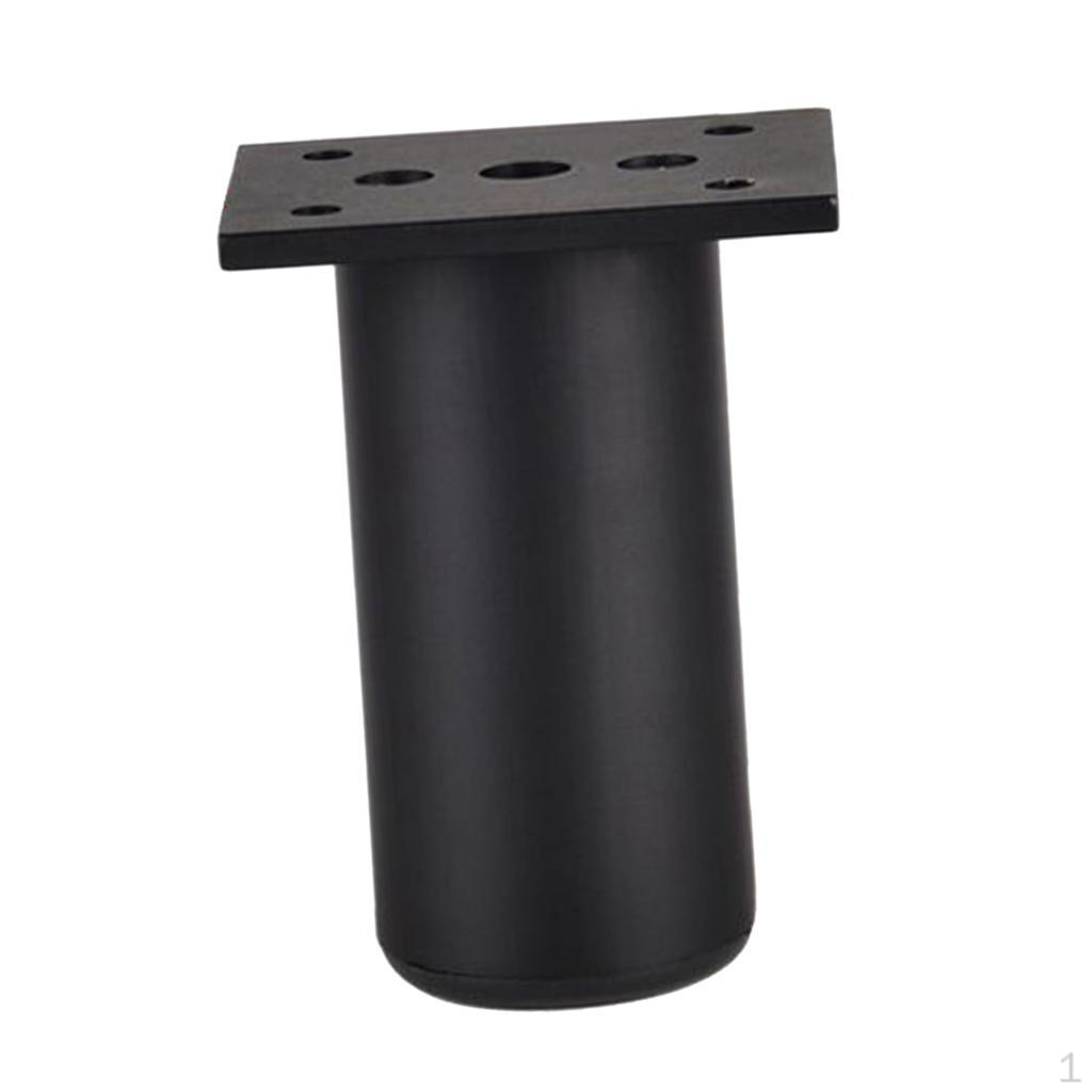 1x Cabinet Sofa Chairs Furniture Legs Adjustable Square Aluminium Alloy, 9cm 8cm_Black Round Aluminium Alloy