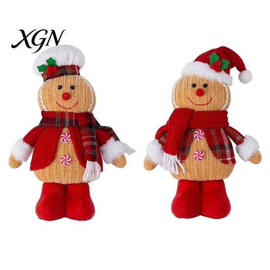 Christmas Gingerbread Man Decorations Plush Doll Decoration, Stuffed Boy Girl Dolls for Home Decor Ornament Tiered Tray Holiday Party