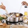 304 Stainless Steel Hotpot Pot 28cm Dual Chamber Pot with Ladle and Strainer Right Angle Design for Family Kitchen Cooking