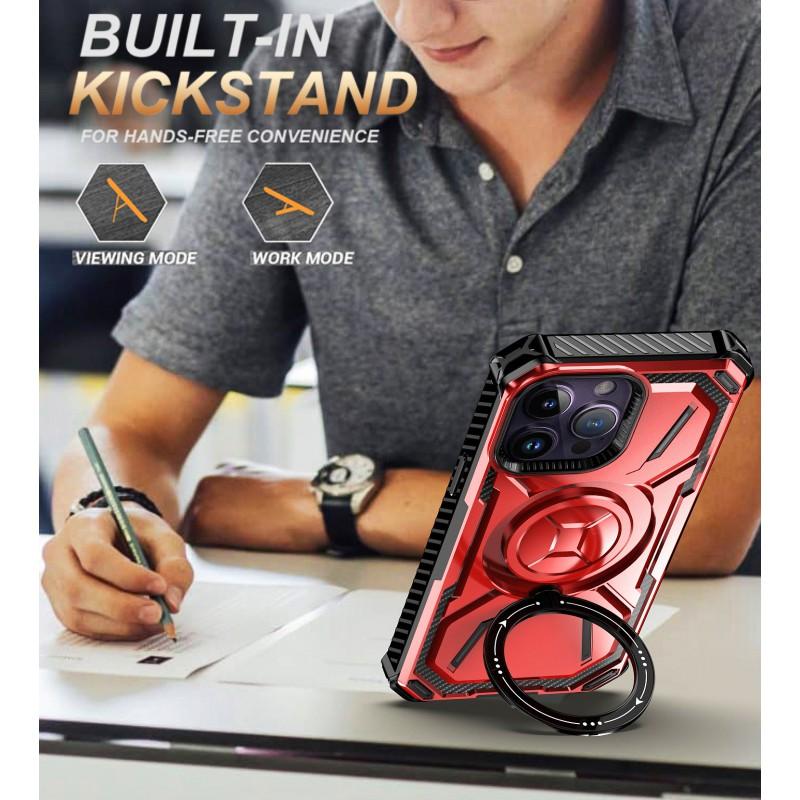 Magnetic Ring Phone Case IPhone 15 Pro Max With Built-in Kickstand Shockproof TPU Cover In 5 Colors