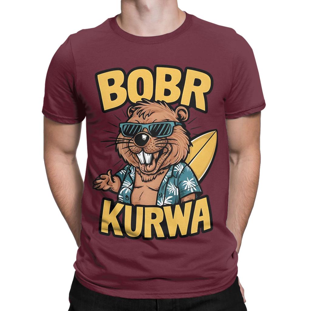 BOBR KURWA Funny Epic Beaver Meme Hawaii Funny Graphic 100 Cotton TShirt Bobr Kurwa Tees Tops For Unisex