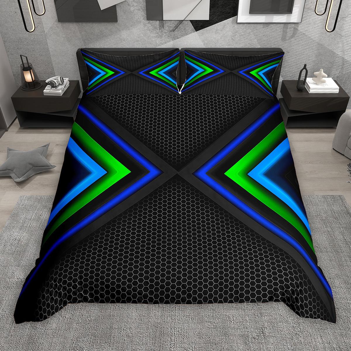 

Homewish Gradient Stripe Duvet Cover Set 2pcs/3pcs, Neon Green Purple Blue Red Bedding Set, Geometric Lines Quilt Cover Set DE XS 100x135cm 2pcs&set