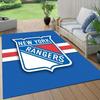 New York Rangers Flannel Pattern Square Carpet,Area Rug,Carpet Rug for Living Room Bedroom Sofa Playroom Decor,Non-slip Floor Mat