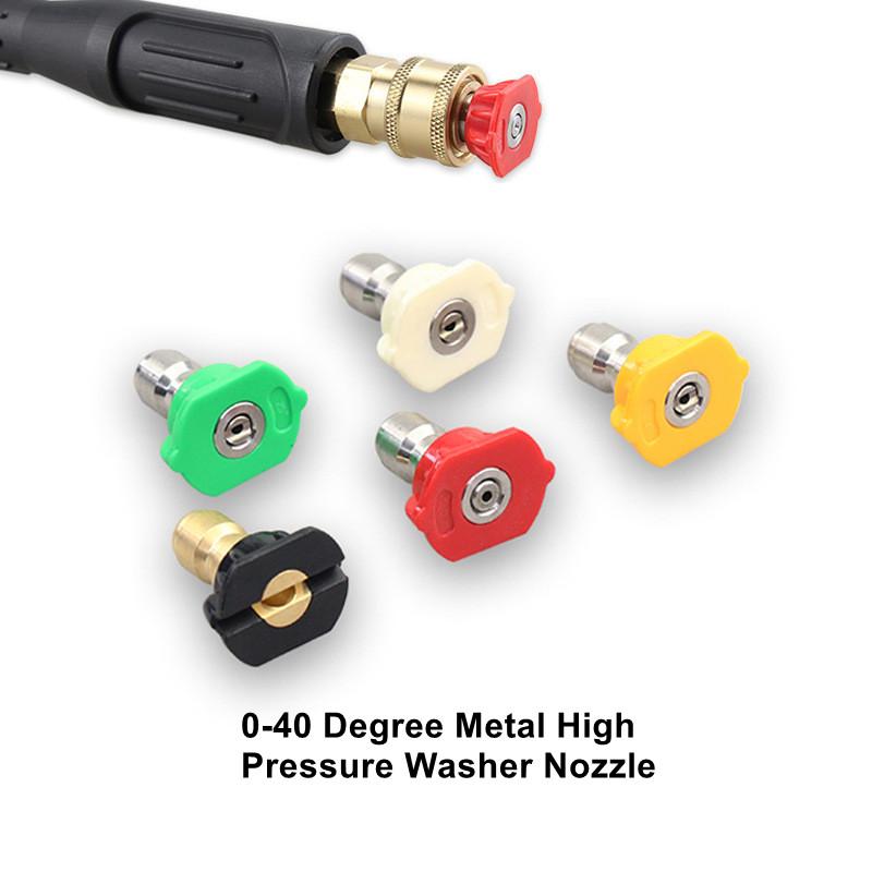 5 st Högtryckstvätt Sprutmunstycke Spets Med 1/4" Tums Anslutning Hane Gänga 0 15 25 40 Graders Vattenstråle