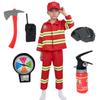 Kids Firefighter Carnival Costume, with Accessories, Red, 130 Cm