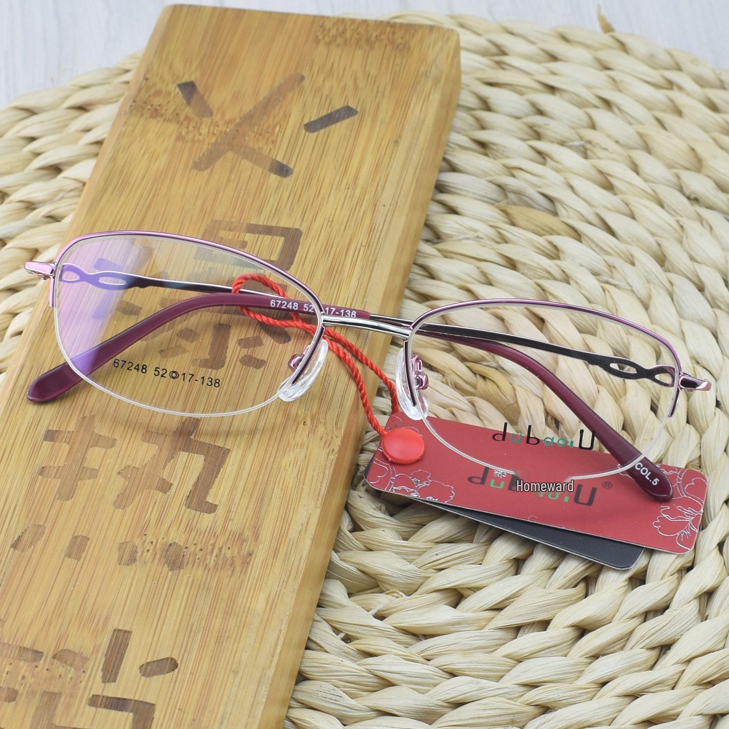 

High-Power Semi-Rimless Oval Ladies Metal Eyeglass Frame for Myopia