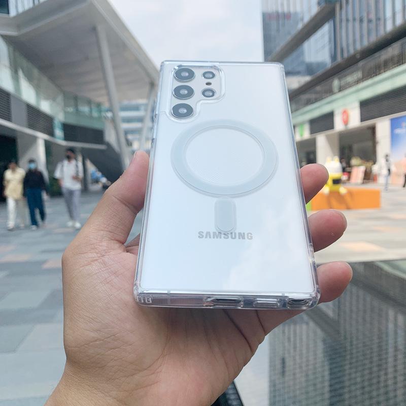 Samsung S25 Ultra & Z-Fold6 Magnetisk Magsafe-deksel: Gjennomsiktig, Sammenleggbar, S24 Plus-kompatibel Hardt Skall