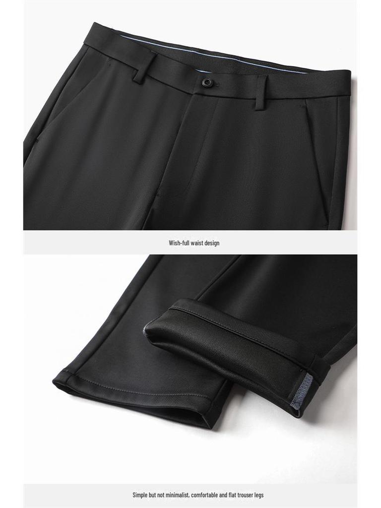 Herren Business Casual Hose mit schwarzem Samtfutter: Herbst-Winter Formeller Anzug Trend.