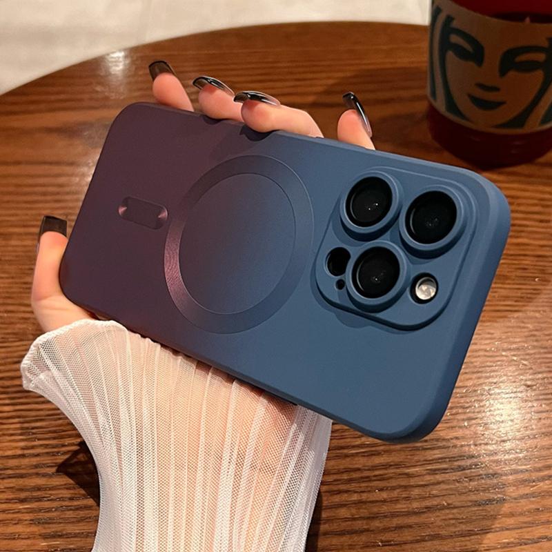 Modne Etui Silikonowe z Kolorowym Gradientem dla iPhone 14 13 12 11 Pro 14Pro Max Plus Luksusowe Pokrowiec do Bezprzewodowego Ładowania Magsafe