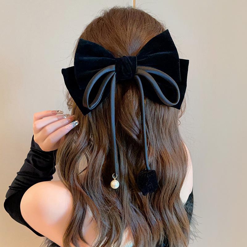 Red Velvet Bow Hair Clip for Women: Autumn/Winter Bridal Accessories