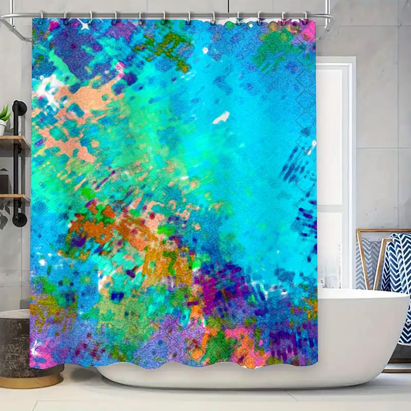 

Decorative Shower Curtain With Mandala Design Blue Green Gold Printed Fabric Waterproof Bath Decor For Home Decoration 72X72 Inc W60H190(CM)-1 Pcs