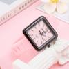 Dopamin Digital Damen Armbanduhr Quadratisch Silikonarmband Quarz Uhr Weiblich College Stil Freizeit Studenten Uhr