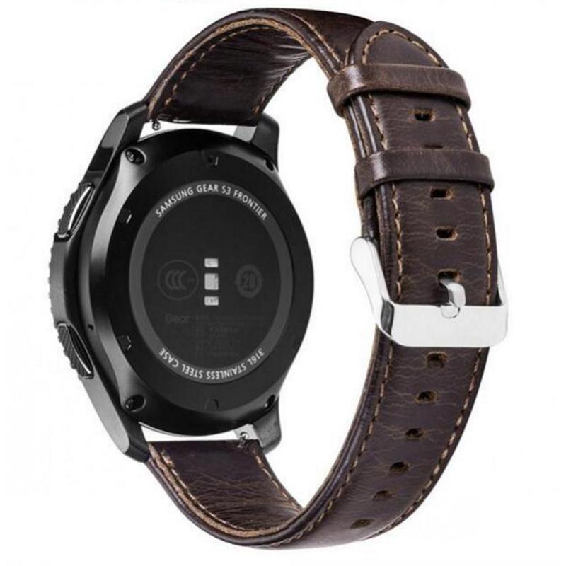 

22mm Crazy Horse Texture Leather Smart Bracelet Strap for Huawei Watch GT Dark Brown